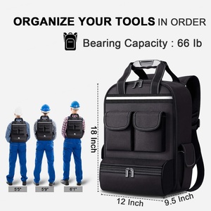 Sac à dos à outils de grande capacité pour hommes, sac organisateur d'outils robuste, sac à dos à outils imperméable avec bandoulière rembourrée - Product Image 3