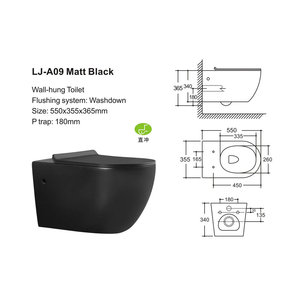 Best Selling Matte <strong>Black</strong> Color Wall Mounted Concealed Flushing Tank Wash Down Ceramic <strong>Toilet</strong> and Built in Wash Closet WC - Product Image 4