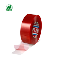 Tesa 4965 Doppelseitiges PET-Acryl-Klebeband Rote Polyesterfolie 0,205mm Hitzebeständig