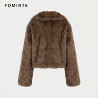 Nouveau design, manteau long chic à revers en fausse fourrure, veste luxueuse en peluche, vêtement d'extérieur doux et chaud pour l'hiver, vente en gros personnalisée de haute qualité