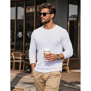 T-shirt à manches longues pour homme FOXA, côtelé uni, anti-plis, respirant, séchage rapide, en coton et élasthanne, idéal pour la gym et les tenues décontractées - Product Image 4