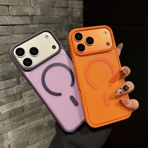 เคสโทรศัพท์แบบใสแม่เหล็กดูดติดหรูหราสำหรับ iPhone 17 16 Pro Max 15 14 13 12 Plus, เคส iPhone 17 สีส้มด้าน - Product Image 5