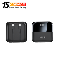 Batería de polímero de litio OEM/ODM con cable integrado, carga rápida de 20 W, superdelgada, 10000 mAh, 2 puertos USB, banco de energía portátil