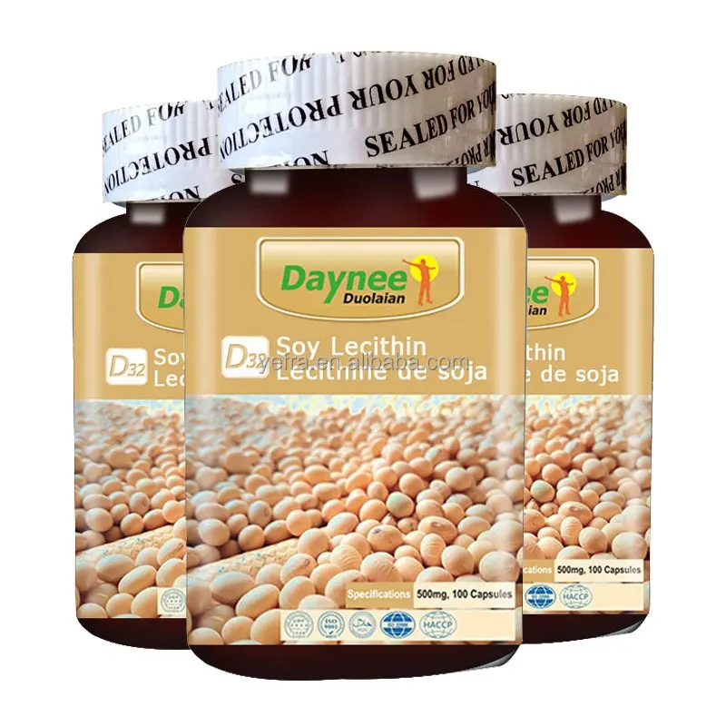 Natural Soy Lecithin lecithine de soja capsule organic Vitamin E C D Soy Lecithin softgel capsules