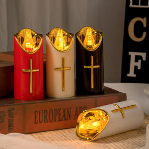 Lampe de cimetière d'extérieur Halloween Église Prière Bougies <span class=keywords><strong>LED</strong></span> en plastique Bougies électroniques sans fumée à piles - Product Image 6