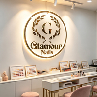 Enseigne lumineuse LED néon 3D personnalisée en acrylique premium - Logo illuminé avec bordure dorée, étanche IP65 pour usage commercial intérieur (bureau/bar)
