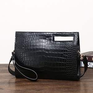 Bolso de Mano de Diseño Casual de Lujo Unisex, Marca de Diseñador, Piel de Cocodrilo Genuina, Tipo Sobre, con Cierre y Correa para la Muñeca - Product Image 1