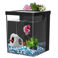 Petit aquarium pour poissons, kit de 1,5 gallon, aquarium pour betta avec pompe à eau silencieuse, filtre, lumière LED, bol à poissons