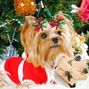 Vente en gros en vrac d'accessoires pour cheveux de chiot Korker bouclés et doux, nœuds faits à la main pour le toilettage des animaux de compagnie avec des élastiques pour Noël - Product Image 6