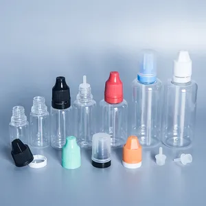 Recipiente gotero de punta fina de plástico 5 20 30 ml PET boca pequeña gota de líquido botella exprimible de una sola gota 10ml para aceite de sabor a jugo