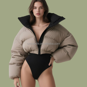 Piumino Corto Invernale da Donna Personalizzato di Lusso In Softshell <span class=keywords><strong>Trapuntato</strong></span> 800FP, Giacca di Alta Qualità da Esterno, Cappotti Imbottiti da Donna - Product Image 1