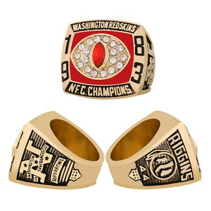 Anello del Campionato 1983 dei Washington Redskins, Anello di Moda in Lega con Cristalli Micro-incastonati, Anello da Uomo Placcato Oro con Motivo Geometrico - Product Image 5