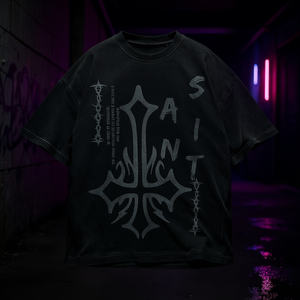 Maglietta con Grafica Croce Gotica Nera Oversize Unisex Streetwear Vintage Grunge Estetica Y2K - Product Image 3