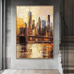 Décoration intérieure de haute qualité, <span class=keywords><strong>peinture</strong></span> à la main, impressionnisme moderne, paysage urbain de <span class=keywords><strong>New</strong></span> <span class=keywords><strong>York</strong></span>, art mural, peintures acryliques sur toile - Product Image 5