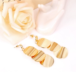 <b>Fashion</b> Stainless Steel Jewelry <b>Earrings</b> Round Shape Gold Plated Long <b>Drop</b> <b>Earrings</b> for Women Jewelry - Product Image 3