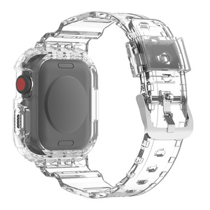Trendybay – Bracelet de sport étanche avec boucle à ardillon, étui transparent en TPU anti-jaunissement intégré, compatible avec <span class=keywords><strong>Apple</strong></span> <span class=keywords><strong>Watch</strong></span> Series - Product Image 1