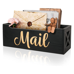 Caja de almacenamiento de escritorio, organizador de correo, 28x10x10cm, soporte rectangular negro para mesa, soporte para papelería de oficina - Product Image 2