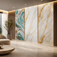 Panneau mural en PVC brillant imperméable, imitation marbre, pour décoration intérieure, alternative ignifuge au revêtement mural en marbre
