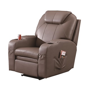 Single Seat Leather <b>Recliner</b> Chair With Storage Pocket And Cup Holder For Home Office Nap Use - Product Image 5