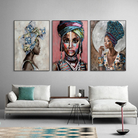 Pabrik Ruicheng grosir Hotel seni abstrak hitam Afrika Wanita lukisan di kanvas poster dan mencetak gambar seni