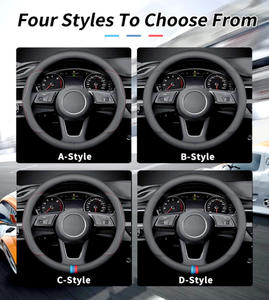 Nouvelle tendance Napa cuir universel 4 rayons couverture de <span class=keywords><strong>volant</strong></span> sportif 15 pouces (<span class=keywords><strong>37</strong></span>-38 <span class=keywords><strong>Cm</strong></span>) noir anti-dérapant respirant - Product Image 5