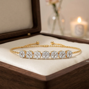 Bracelet tennis en argent 925 avec grappe florale de moissanite, finition jaune, bijoux fins, cadeau de mode pour femme, chaîne de poignet - Product Image 3