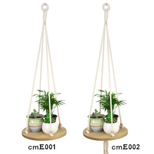 Étagère murale étagères corde de chanvre bois massif moderne pot de fleurs lanière Suspension décor à la maison stockage salon meubles - Product Image 6