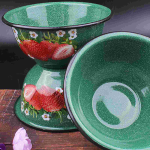 Bol en émail rétro classique pour soupe, nouilles, salade, usage quotidien, ustensile de cuisine, bassin métallique réutilisable pour la salle à manger, le bar, le camping - Product Image 5