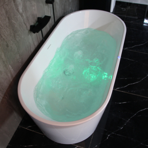 Bồn tắm tự do hình oval bằng acrylic 1200/1800mm, có ống thoát nước, dành cho phòng tắm, đạt chứng nhận CUPC, có đèn bong bóng tạo bọt - Product Image 2