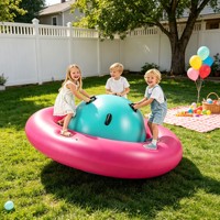 Mainan UFO Rocker Tiup, PVC Tahan Lama dengan Pegangan, Peralatan Bermain Latihan Keseimbangan Anak untuk Permainan Kelompok Dalam dan Luar Ruangan