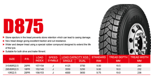 Aurunze D875 Hochwertige billige chinesische LKW-Reifen zum Verkauf Schwerlast-LKW-Reifen: 13 R22.5 11 R24.5 295/80 R22.5 11 R22.5 - Product Image 5