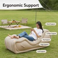 Canapé auto-gonflable portable ergonomique avec pompe électrique intégrée, en tissu floqué, pour le camping en extérieur