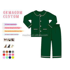 Vêtements de nuit personnalisés avec logo brodé PJs assortis à col claudine 2T-10Y Ensemble de pyjama de Noël pour garçons en famille pour les vacances - Product Image 2