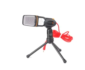 Mikrofon Kondesor Komputer Desktop SF-666, Profesional dengan Dudukan Tripod Kabel 3.5Mm