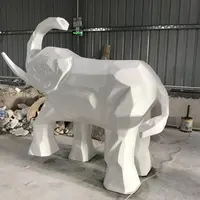 Escultura artística abstracta de elefante blanco, escultura de fibra de vidrio, modelo animal, punto escénico, estatua decorativa personalizada