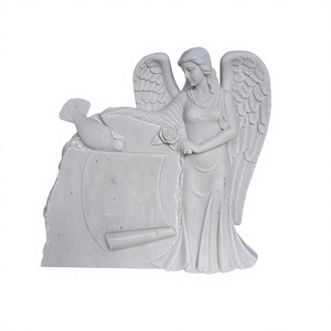 Estatua de Ángel Llorón Tallada en Mármol Blanco Europeo Moderno para Tumba en Cementerio - Product Image 4