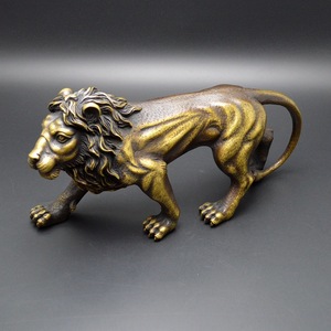 Figura de león de bronce para decoración del hogar, oficina, entrada de la sala de estar, pieza de arte de cobre, exhibición creativa, regalo para amigos - Product Image 3