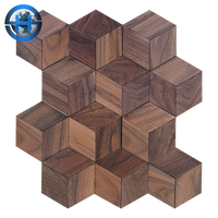 Panneau mural en bois 3D hexagonal Noyer Bois massif Mosaïque Grand bloc Mosaïque Canapé Décoration murale de fond de télévision