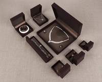 Boîte à bijoux en PU marron de luxe Zebopak, logo personnalisé, ensemble de boîtes professionnelles pour colliers et bagues, emballage de bijoux en gros, vente en gros