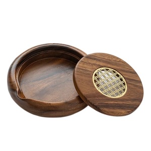 Walnut Wood Teapot Stand Round Water Storage <b>Tea</b> Tray Purple Clay Kung Fu <b>Tea</b> Set Heat Resistant Afternoon <b>Tea</b> - Product Image 5