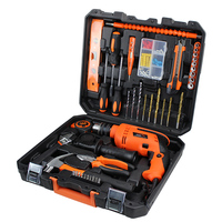 Juego de Herramientas Manuales Multifuncionales KHC de 43 Piezas, Taladro de Impacto, Acero al Carbono 201, Acero Inoxidable, Opción OEM, 1 Año de Garantía, Estuche Rígido Negro