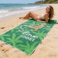 Serviette de plage en microfibre tissée personnalisée avec photo, motif animal tropical, écologique, sans sable, séchage rapide, pour adultes, extérieur, été, vente en gros