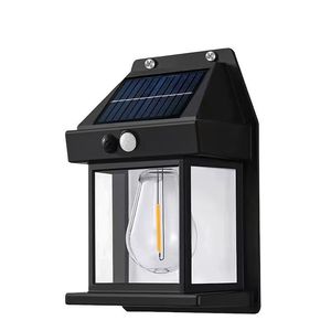 Lampe murale solaire LED extérieure pour jardin, 2700K blanc chaud, IP65 résistant à l'eau, détecteur de mouvement, corps en plastique - Product Image 1