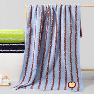 Toalla de Baño Rectangular de Algodón a Rayas Bordada, 73x140cm, 400g, Azul y Negro, para Uso Doméstico - Product Image 4