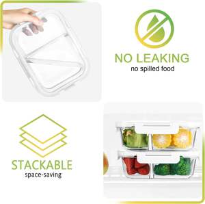 New <b>Glass</b> Food Storage <b>Containers</b> with Food Safe PP + Silicone <b>Lid</b> Modern Design Multifunction <b>for</b> Meal Prep - Product Image 3