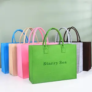 जेटी इको कस्टम फेल्ट मटेरियल शॉपिंग बैग उपहारों के लिए ओम ओडीएम फैक्ट्री बड़ी महिलाओं के लिए फेल्ट टोट बैग हैंडबैग ऊनी फेल्ट शॉपिंग बैग