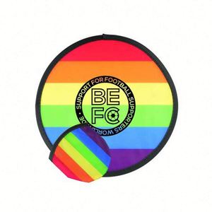 Ventilateur pliable rond en nylon imprimé personnalisé arc-en-ciel avec pochette pour activités estivales en plein air - Product Image 1