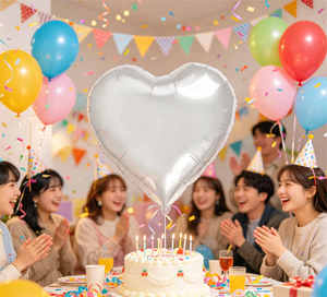 Party Love Classic and timeless the heart shape symbolizes love and affection Balloon Foil Heart White 18 In 12 Pcs Bag - Product Image 5