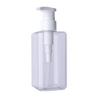 Bouteille à pompe carrée de 250 ml, personnalisable, rechargeable, anti-fuite, pour cosmétiques, shampoing, savon liquide