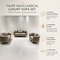 Ensemble de canapés de luxe haut de gamme en cuir diamanté, comprenant un canapé 6 places, un causeuse et un fauteuil barillet, idéal pour appartement, hôtel, salon